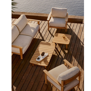 Ensemble de canapés de salon d'extérieur en bois de teck massif avec coussins - Product Image 1