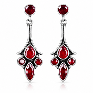 Wholesale Multicolor Gemstone Dangle Drop <b>Earrings</b> | <b>Red</b> Green Blue Statement <b>Earrings</b> for Women | Fashion Jewelry - Product Image 5