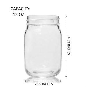 شعار مُزين بنقوش بارزة حسب الطلب 16oz فارغة الزجاج ميسون جرة تخزين مع غطاء ألمونيوم - Product Image 6