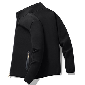 Veste polaire décontractée à capuche pour homme avec fermeture éclair, col montant, motif uni, imperméable et respirante, idéale pour l'hiver - Product Image 2