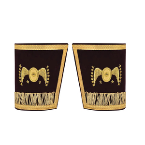 Manchettes de gauntlets maçonniques haut de gamme en coton blanc, gants de franc-maçon avec symbole brodé, équerre et compas, manchettes de loge - Product Image 6