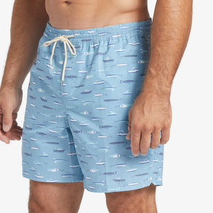 Short de bain décontracté pour homme, bleu clair, imprimé motif leurre de pêche, séchage rapide, taille mi-haute avec cordon de serrage - Product Image 2