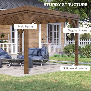 Pergola in Acciaio 3,66m x 3,05m con Ancoraggi in Metallo, Struttura in Legno e Metallo per Giardino, Patio e Cortile Esterno - Product Image 4