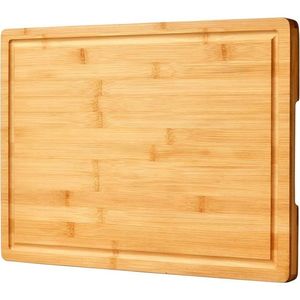 Grande planche à découper en bambou de 18 pouces pour la cuisine, planche à charcuterie en bois avec poignées latérales, bloc de découpe en bois pour râper et recueillir les jus - Product Image 1