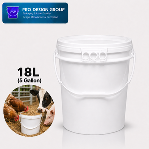 18L Plastic Feed <b>Bucket</b> <b>with</b> Handle and Flat <b>Lid</b> for Feed Transport, Leakproof Storage Solution - Product Image 1