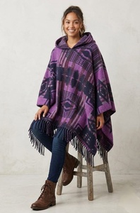 Nouveau design tendance, ponchos en maille plate à motif jacquard bohème, épais, à capuche, respirants, anti-plis, pour hommes et femmes, hiver - Product Image 2