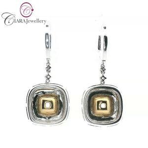 Luxe 18K AU750 solide blanc/jaune or goutte boucle d'oreille montage en gros forme de coussin naturel pour les fêtes cadeaux faits PT950 - Product Image 3