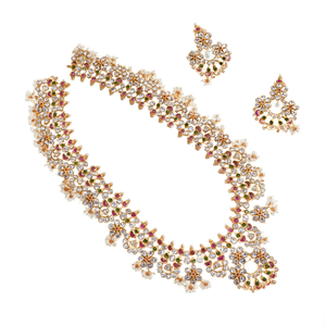 Guttapusalu Gold Plated Alloy Necklace with Kemp Embellishment-Wedding Fashion Jewelry Set (Necklace & Earring) - Product Image 2
