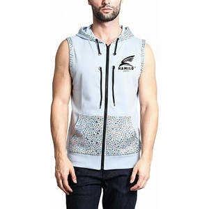 Camiseta sin mangas de alta calidad para gimnasio, chaleco deportivo ajustado, sudadera con capucha sin mangas, sudaderas con capucha básicas de mezcla de algodón. - Product Image 6