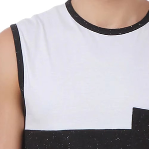 Débardeur sans manches pour homme à séchage rapide, col rond, tricoté, color-block, avec poche, vêtement décontracté, noir et blanc - Product Image 3