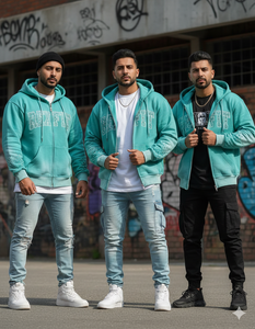 Sudadera con capucha con cremallera de algodón grueso y felpa, con efecto desgastado por el sol, el mejor material, con logotipo personalizado, serigrafía y pedrería, del fabricante líder. - Product Image 4