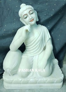 Statue du Bouddha en marbre blanc pur - Product Image 4