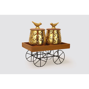 Increíble juego de servir de latón con dos tazones con tapa en un bandeja decorativa para frutos secos y bocadillos, tazones de chocolate hechos a mano. - Product Image 2