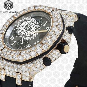 Charm_Jewells Men's Luxury Stainless Steel Watch 40mm Case Diamond Bezel Stainless Steel Band <b>Chronograph</b> Mechanical Analog - Product Image 2