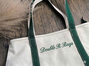 Sac fourre-tout minimaliste en toile avec bordure contrastée, couleur unie, réutilisable, pour femmes - Product Image 4
