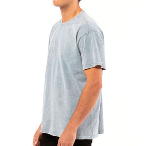 Casual Solid Acid Wash T-shirt 100% Cotton Knitted Breathable Customizable Premium Fabric O-neck Regular Fit For Outdoor - Product Image 4