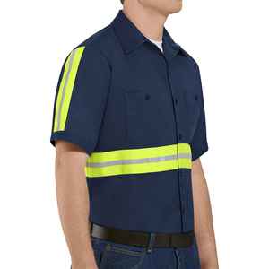 Chemise de travail réfléchissante à manches courtes, haute visibilité, uniforme de travail à manches courtes, chemise de travail en coton bicolore haute visibilité - Product Image 4