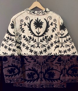 Women's Winter Suzani TNT Cotton <b>Jacket</b> with Front Logo Embroidery <b>Quilted</b> Cotton Filled Floral <b>Pattern</b> Short Length - Product Image 4