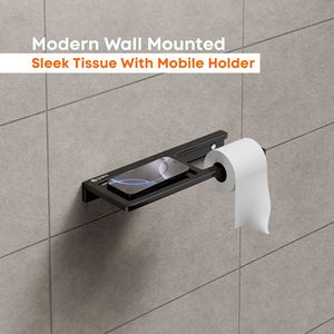 Bulk Wall Mount Toilet Paper Holder Mobile Phone <b>Shelf</b> Heavy Duty Metal Rack Sleek Bathroom Organizer Modern White - Product Image 3