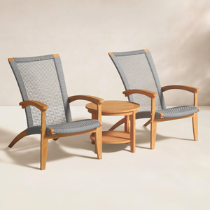 Luxury <b>Outdoor</b> Teak Wood Lounge Chair Set Patio Furniture Rope Armchair with <b>Side</b> <b>Table</b> for Garden Resort - Product Image 1