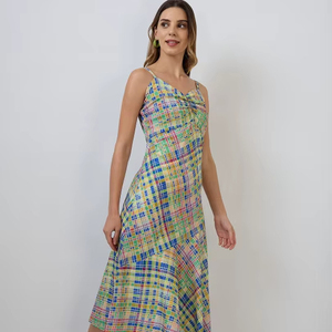 Robe midi pour femmes, mode féminine, tissu en coton imprimé, disponible en plusieurs couleurs, taille unique, robes d'été pour femmes et filles, vêtements décontractés - Product Image 1