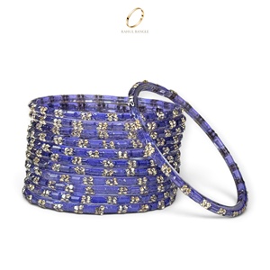 Bracelets en verre violet vibrant de style cachemire, ornés de cristaux de zircon, pour femmes, bijoux de mode indienne pour mariage, vente en gros - Product Image 2