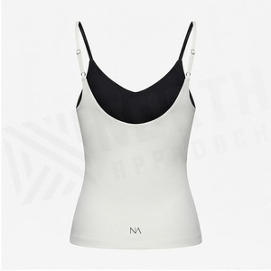 North Approach Black V-Neck <b>Spaghetti</b> <b>Strap</b> <b>Tank</b> <b>Top</b> Seamless Breathable Women's Yoga Wear - Product Image 2