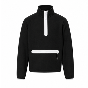 Sudadera Blanca de Último Diseño con Cierre Negro, Sudadera de Forro Polar Técnico para Hombre, Sudadera con Cierre de Cremallera, Bolsillo en el Pecho, Transpirable - Product Image 3