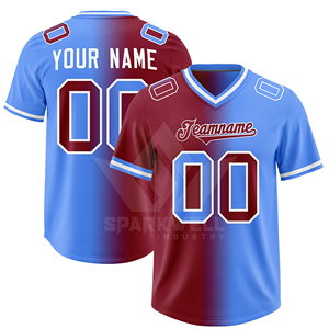 Maillot de football américain personnalisé sublimé pour homme, col en V, manches courtes, couleur dégradée, polyester respirant, uniforme d'équipe - Product Image 6