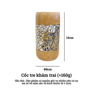 Gobelet en bambou durable 99 GD avec incrustation naturelle de nacre, fait main, classique, réutilisable pour boissons froides, pour café, restaurant, hôtel - Product Image 5