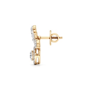 Luxury Gold Diamond Flower Stud <b>Earrings</b> Round Brilliant Cut <b>Halo</b> Design Wedding Jewelry Women's - Product Image 3
