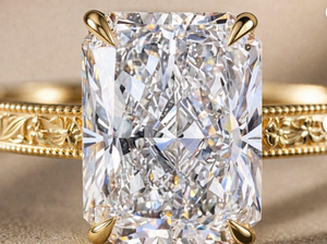 Radiant Cut Lab Grown Diamond <b>Wedding</b> Ring Vintage Engraved Platinum IGI Certified Luxury Dazzling Elegant - Product Image 4