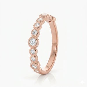 Bague en diamant de laboratoire sertie clos, style éternité, en or véritable 14 carats, pour mariage, délicate et empilable, cadeau d'anniversaire pour elle - Product Image 5