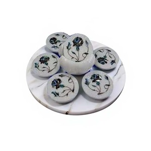 Meilleur fabricant indien de sous-verres incrustés de marbre de qualité supérieure avec incrustation de vadrouille faite à la main pour les appareils ménagers de cuisine - Product Image 1