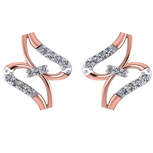 Boucles d'oreilles clous en or rose 18 carats plaqué or, serties de diamants taille brillant rond, design minimaliste pour femme, à porter au quotidien - Product Image 1