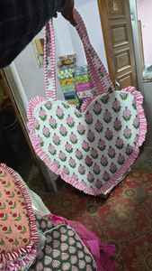 Sac fourre-tout tendance en coton coloré avec fermeture éclair, motif cœur, pour l'été, pochette de maquillage personnalisable, sac de rangement pour fille - Product Image 3