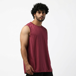 Débardeur sans manches pour homme, col rond, couleur unie, tricoté, vêtement décontracté, bordeaux - Product Image 2