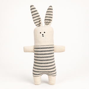 Peluche Lapin Brodé Rayé en Tissu Coton, Jouet Doux pour Bébé, Accessoire d'Anniversaire, Décoration de Crèche - Product Image 1