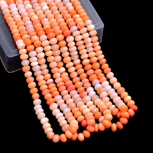 Perles Rondelles Lisses en Opale Orange 7mm-8mm, Pierre Précieuse Naturelle Opale Multi-Feu Semi-Précieuse, Perles Libres pour la Fabrication de Bijoux - Product Image 3