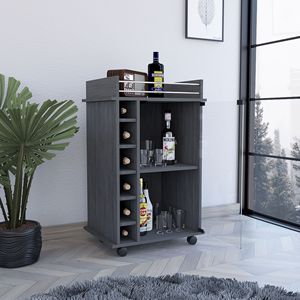 Baltimore Six Wine Cubbie Bar carrello in rovere Smokey Finish cucina isole & carrelli prodotto - Product Image 4