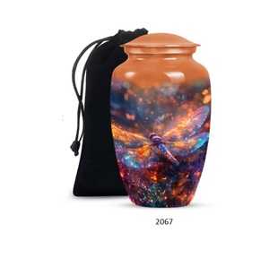 Urna funeraria de aluminio negra con diseño de libélula en vuelo, para adultos, decorativa, para cenizas, de lujo, con impresión de vida silvestre. - Product Image 5