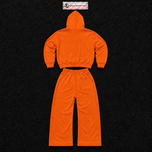 Conjunto Deportivo para Hombre Color Naranja, Sudadera con Capucha y Logotipo Gráfico en el Pecho, Pantalones Jogger a Juego, Ropa Deportiva Casual - Product Image 6