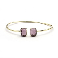 Bracelet élégant et mignon en calcédoine et chrysoprase, plaqué argent/or, forme rectangulaire, ouvert sur le devant, fait main, cadeau, idéal pour les fêtes