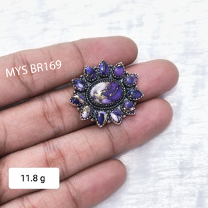 เครื่องประดับเงินแท้ 925 ดีไซน์ใหม่ แหวนประดับพลอยสีม่วงและสีฟ้าคราม งานแฮนด์เมด ขายส่ง ของขวัญลายดอกไม้สำหรับเธอ จำนวนมาก - Product Image 2