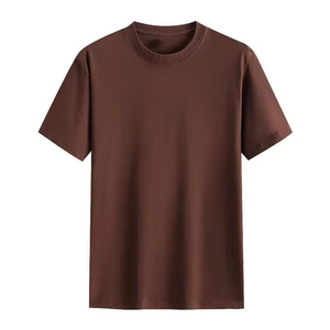 T-shirt décontracté pour homme, noir, 100 % coton, col rond, manches courtes, coupe classique, couleur unie, jersey tricoté, teint uni - Product Image 3
