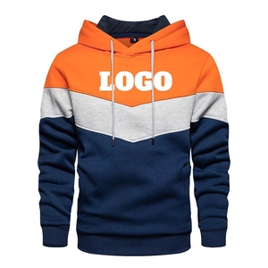 Sudadera con Capucha para Hombre, Diseño Color Block, Cierre Frontal, Estilo Casual para Otoño, Corte Regular, Tejido con Patrón Azul, Rojo y Blanco - Product Image 1