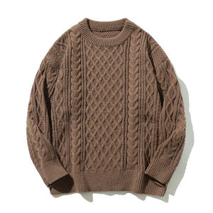 AMERICAN TRENCH CLOTHING Suéter de punto para hombre, cuello redondo, manga larga, jersey grueso con patrón sólido, poliéster/algodón, antiencogimiento - Product Image 4