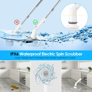 Spinning elettrico Scrubber Set Cordless spazzola telescopica ricaricabile per bagno vasca piastrelle pavimento 6 teste sostituibili 2 - Product Image 1