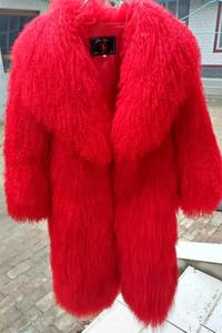 Winter Long-Style Mongolian Lamb Fur Coat <b>Plus</b> <b>Size</b> Real Sheep Fur Jacket Overcoat With Plain Dyed Technique - Product Image 3