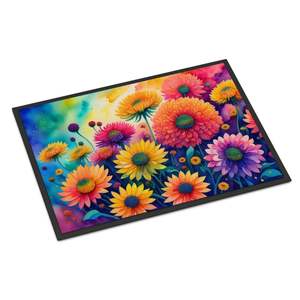 Chrysanthemums <b>Indoor</b>/Outdoor Non-Slip Washable Low Pile <b>Door</b> <b>Mat</b> 24H X 36W Colorful Front Entryway Rug - Product Image 1